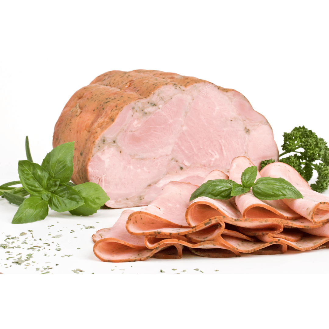 Jamón Hierbas Finas Nuestro jamón de hierbas finas combina la calidad de una carne selecta con una mezcla delicada de hierbas aromáticas que realzan su sabor. Es ideal para presentaciones elegantes donde el toque gourmet es esencial. Ideal para: • Restaur