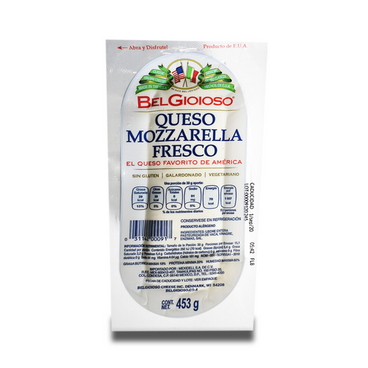 Mozzarella fresco Belgioioso 453g Hecho con leche fresca y local, recogida solo unas horas después del ordeño, el BelGioioso Fresh Mozzarella comienza con ingredientes de calidad y cuidado. El resultado es una Mozzarella Fresca delicada y de sabor limpio,