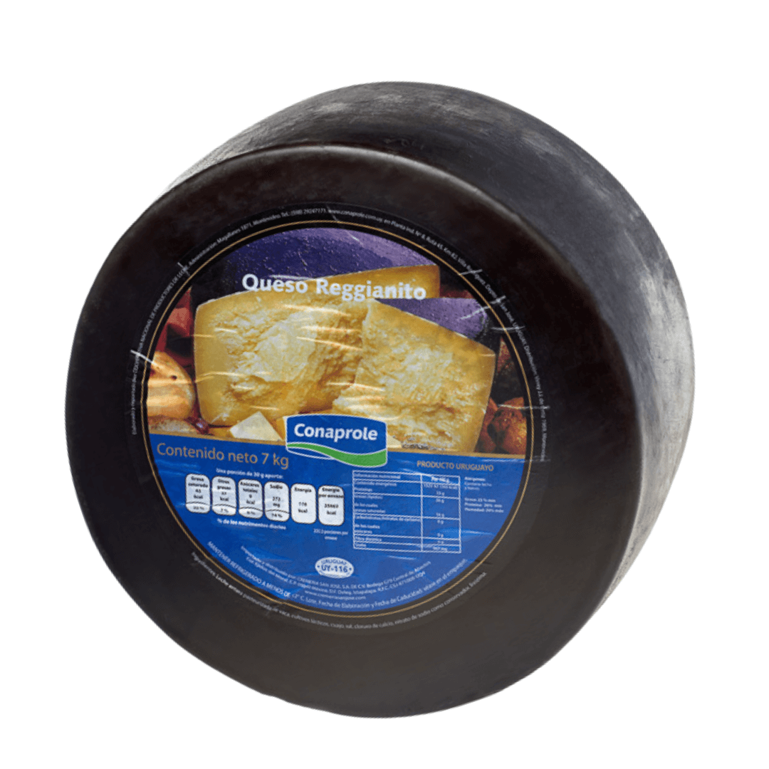 Parmesano El Queso Parmesano Uruguayo es una variante del clásico parmesano italiano, elaborado con métodos tradicionales y con leche de vaca de alta calidad, proveniente de las fértiles praderas de Uruguay. Este queso semigraso y de pasta dura se caracte